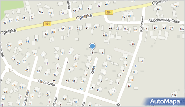 Olesno, Złota, 8, mapa Olesno