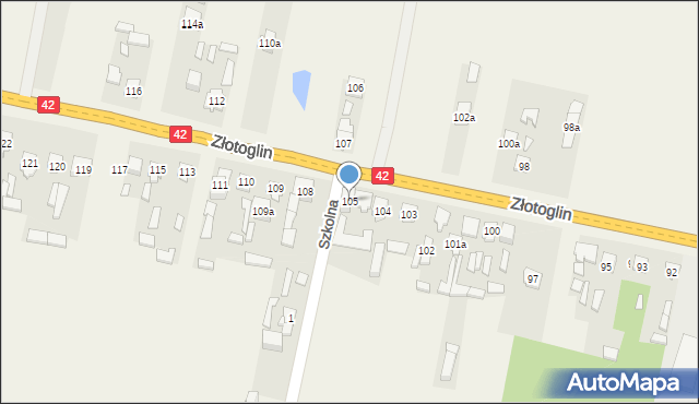 Parszów, Złotoglin, 105, mapa Parszów