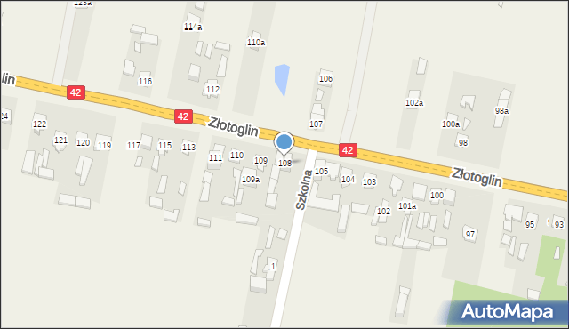 Parszów, Złotoglin, 108, mapa Parszów