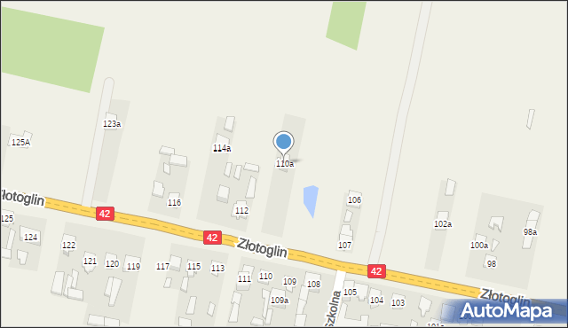 Parszów, Złotoglin, 110a, mapa Parszów