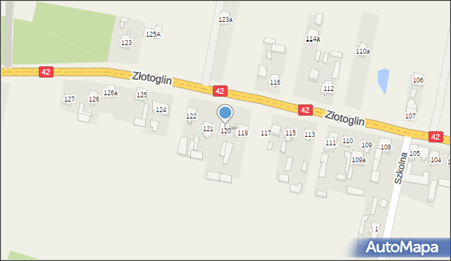 Parszów, Złotoglin, 120, mapa Parszów