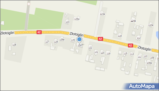 Parszów, Złotoglin, 124, mapa Parszów