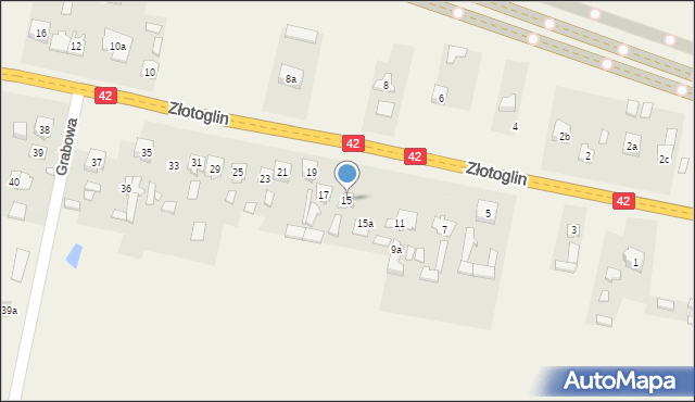 Parszów, Złotoglin, 15, mapa Parszów