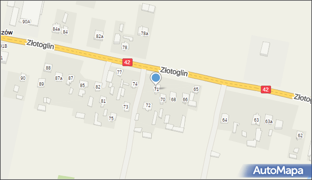 Parszów, Złotoglin, 71, mapa Parszów