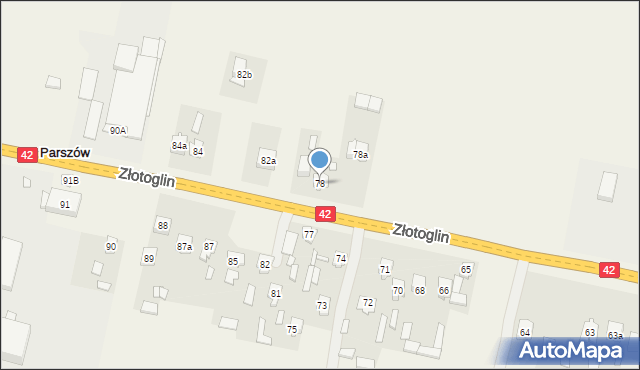 Parszów, Złotoglin, 78, mapa Parszów