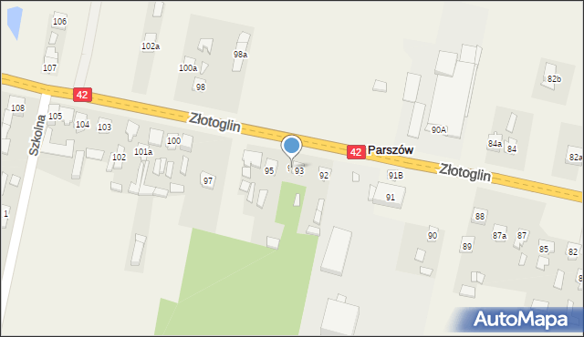 Parszów, Złotoglin, 94, mapa Parszów