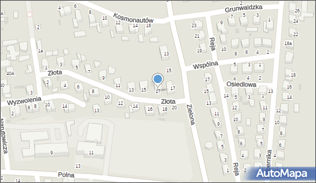 Poddębice, Złota, 17, mapa Poddębice