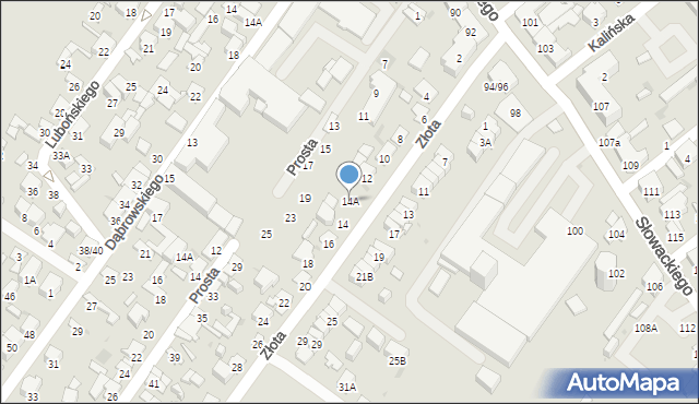 Radom, Złota, 14A, mapa Radomia