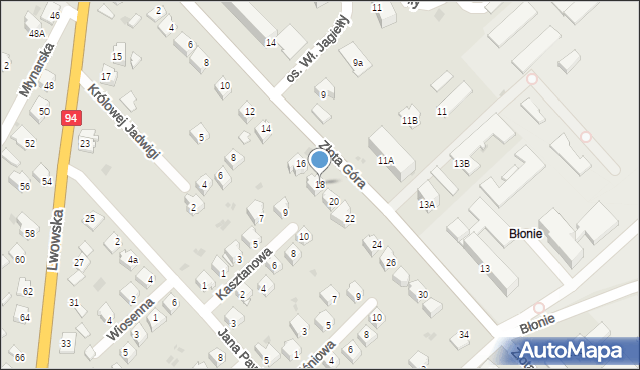 Radymno, Złota Góra, 18, mapa Radymno