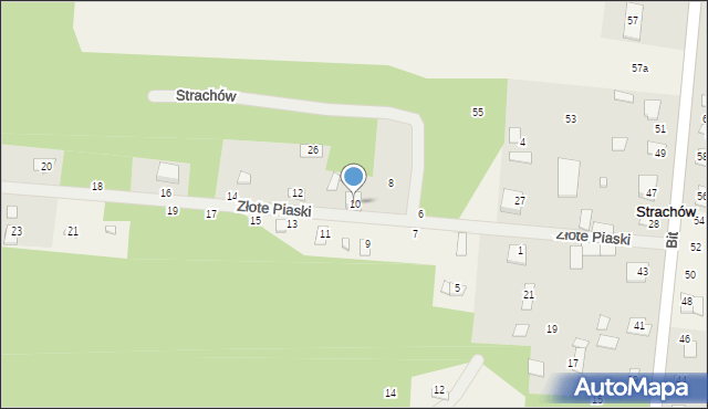 Strachów, Złote Piaski, 10, mapa Strachów