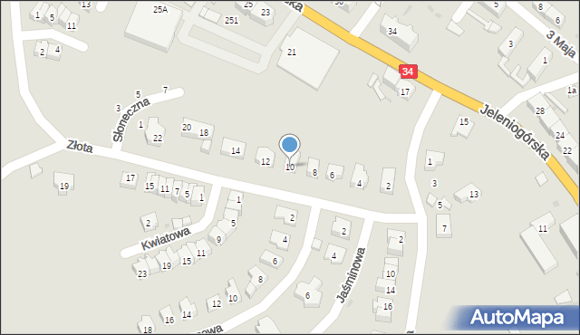 Świebodzice, Złota, 10, mapa Świebodzice