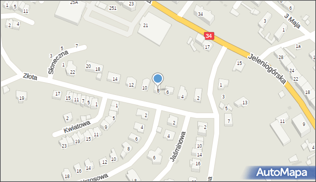 Świebodzice, Złota, 8, mapa Świebodzice