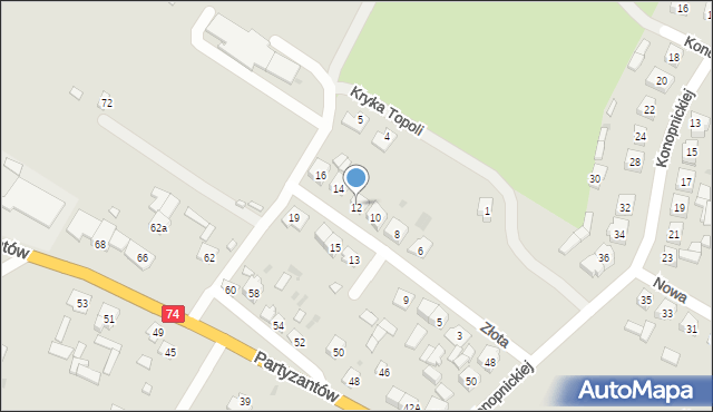 Szczebrzeszyn, Złota, 12, mapa Szczebrzeszyn