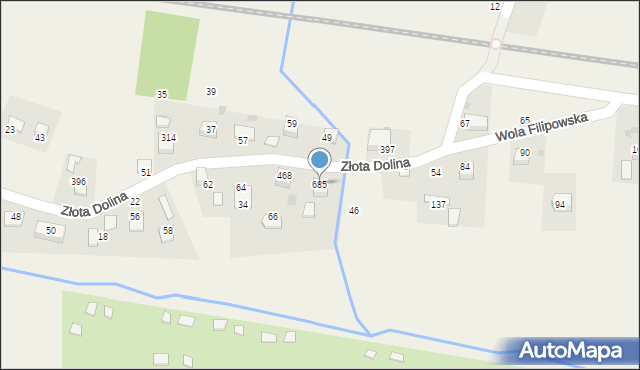 Wola Filipowska, Złota Dolina, 685, mapa Wola Filipowska