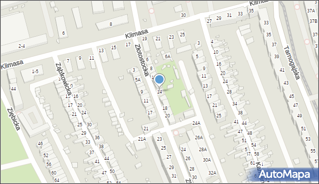 Wrocław, Złotostocka, 14, mapa Wrocławia