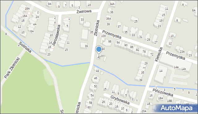 Wrocław, Złotnicka, 42, mapa Wrocławia