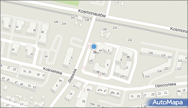 Wrocław, Złotnicka, 4D, mapa Wrocławia