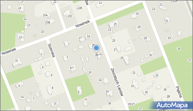 Zalesie Górne, Złocistych Łanów, 28, mapa Zalesie Górne