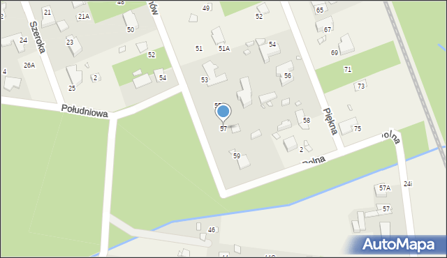 Zalesie Górne, Złocistych Łanów, 57, mapa Zalesie Górne