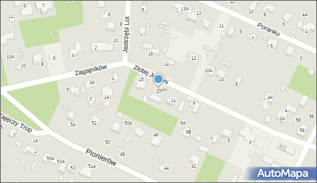 Zalesie Górne, Złotej Jesieni, 13, mapa Zalesie Górne