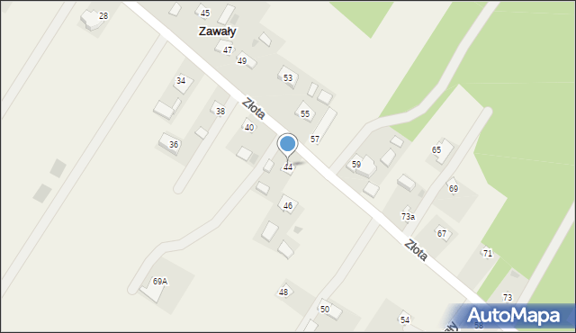 Zawały, Złota, 44, mapa Zawały
