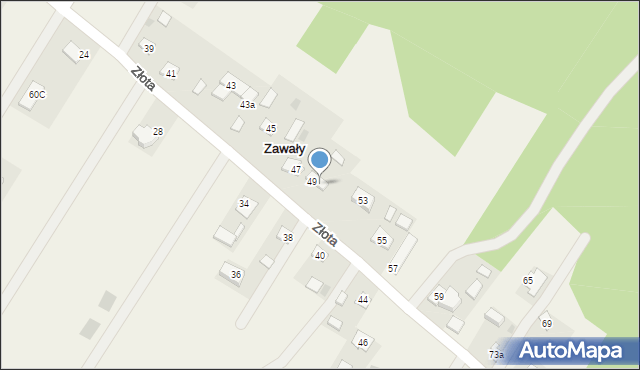 Zawały, Złota, 51, mapa Zawały