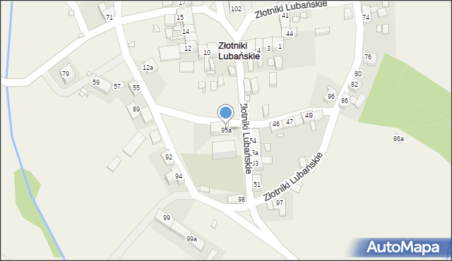 Złotniki Lubańskie, Złotniki Lubańskie, 95a, mapa Złotniki Lubańskie