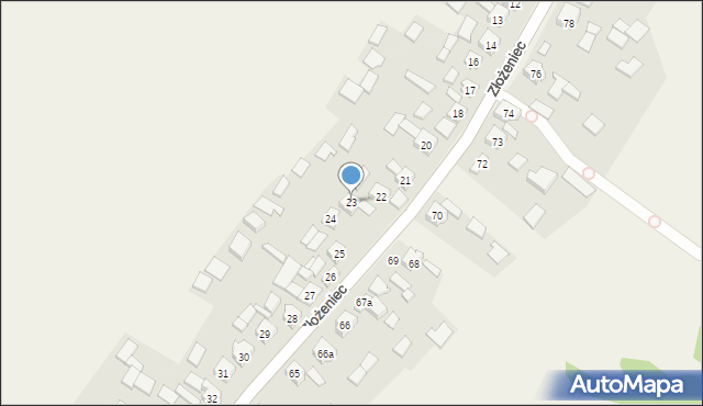 Złożeniec, Złożeniec, 23, mapa Złożeniec