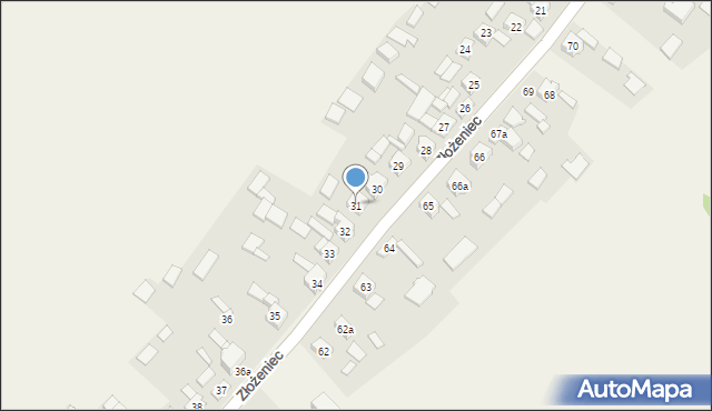 Złożeniec, Złożeniec, 31, mapa Złożeniec