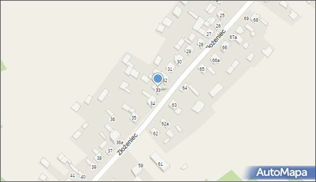 Złożeniec, Złożeniec, 33, mapa Złożeniec