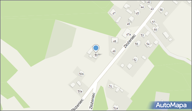 Złożeniec, Złożeniec, 50, mapa Złożeniec