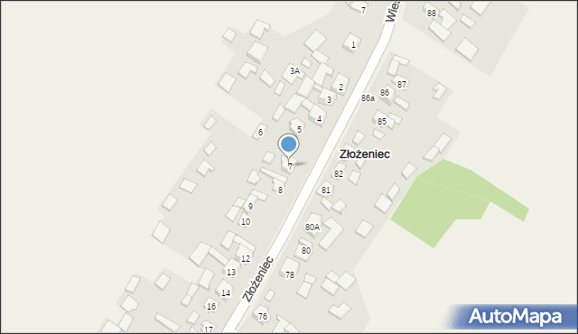 Złożeniec, Złożeniec, 7, mapa Złożeniec