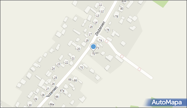Złożeniec, Złożeniec, 72, mapa Złożeniec