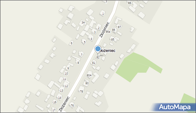 Złożeniec, Złożeniec, 82, mapa Złożeniec