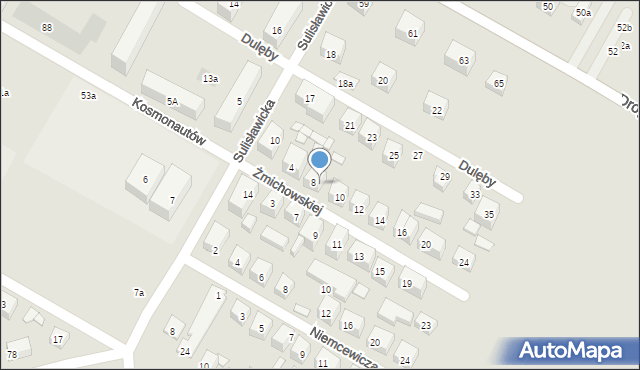 Lublin, Żmichowskiej Narcyzy, 8a, mapa Lublina