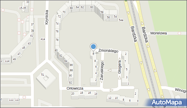 Wrocław, Zmorskiego Romana, 6, mapa Wrocławia