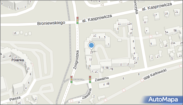 Wrocław, Żmigrodzka, 13, mapa Wrocławia