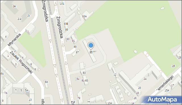 Wrocław, Żmigrodzka, 85, mapa Wrocławia