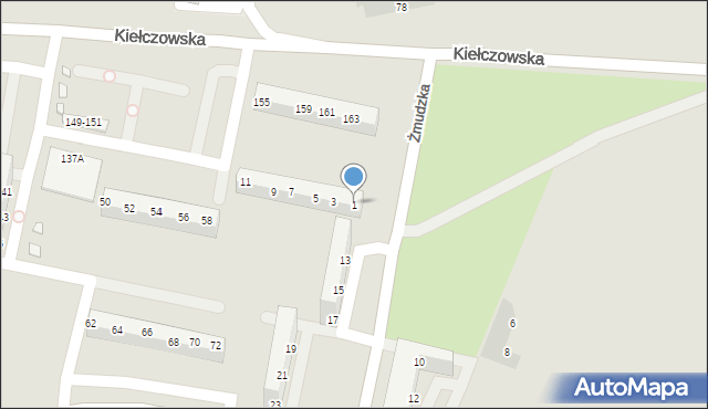 Wrocław, Żmudzka, 1, mapa Wrocławia