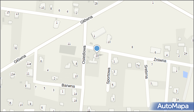 Bąków, Żniwna, 13, mapa Bąków