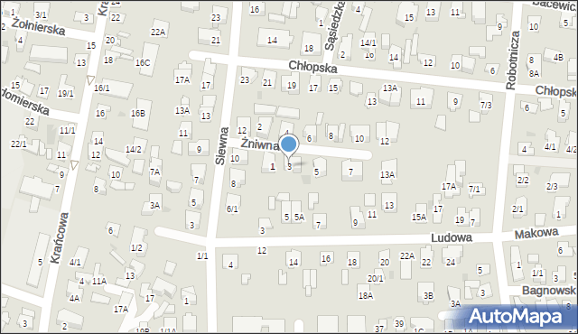 Białystok, Żniwna, 3, mapa Białegostoku