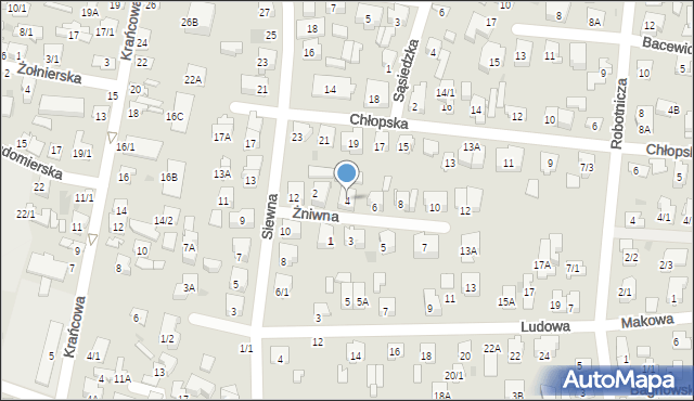 Białystok, Żniwna, 4, mapa Białegostoku