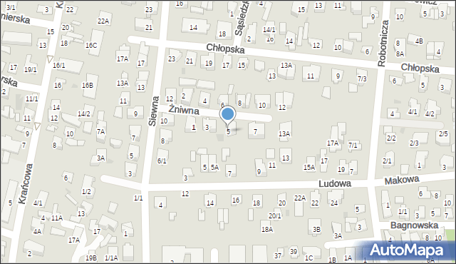 Białystok, Żniwna, 5, mapa Białegostoku