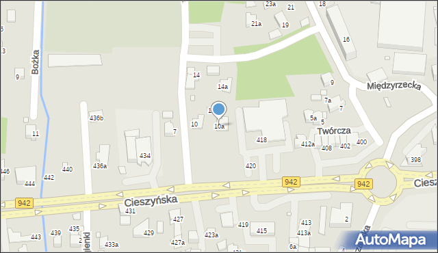 Bielsko-Biała, Zniczowa, 10a, mapa Bielsko-Białej