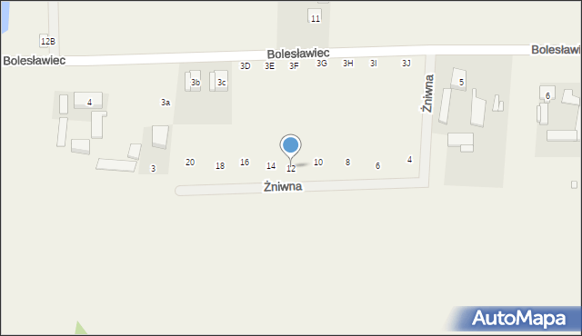 Bolesławiec, Żniwna, 12, mapa Bolesławca