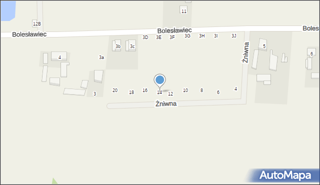 Bolesławiec, Żniwna, 14, mapa Bolesławca