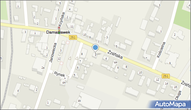 Damasławek, Żnińska, 2, mapa Damasławek