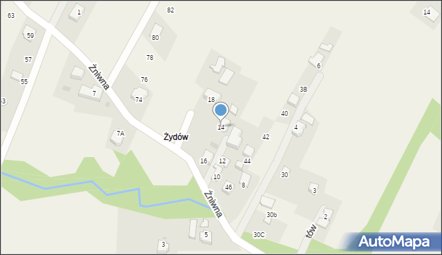 Goleszów, Żniwna, 14, mapa Goleszów