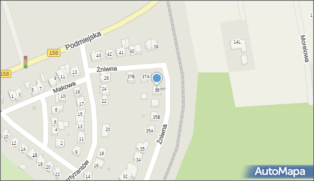 Gorzów Wielkopolski, Żniwna, 36, mapa Gorzów Wielkopolski