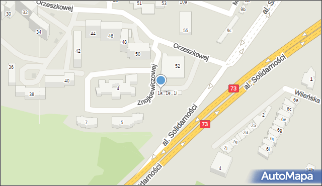 Kielce, Znojkiewiczowej Emilii, 1b, mapa Kielc